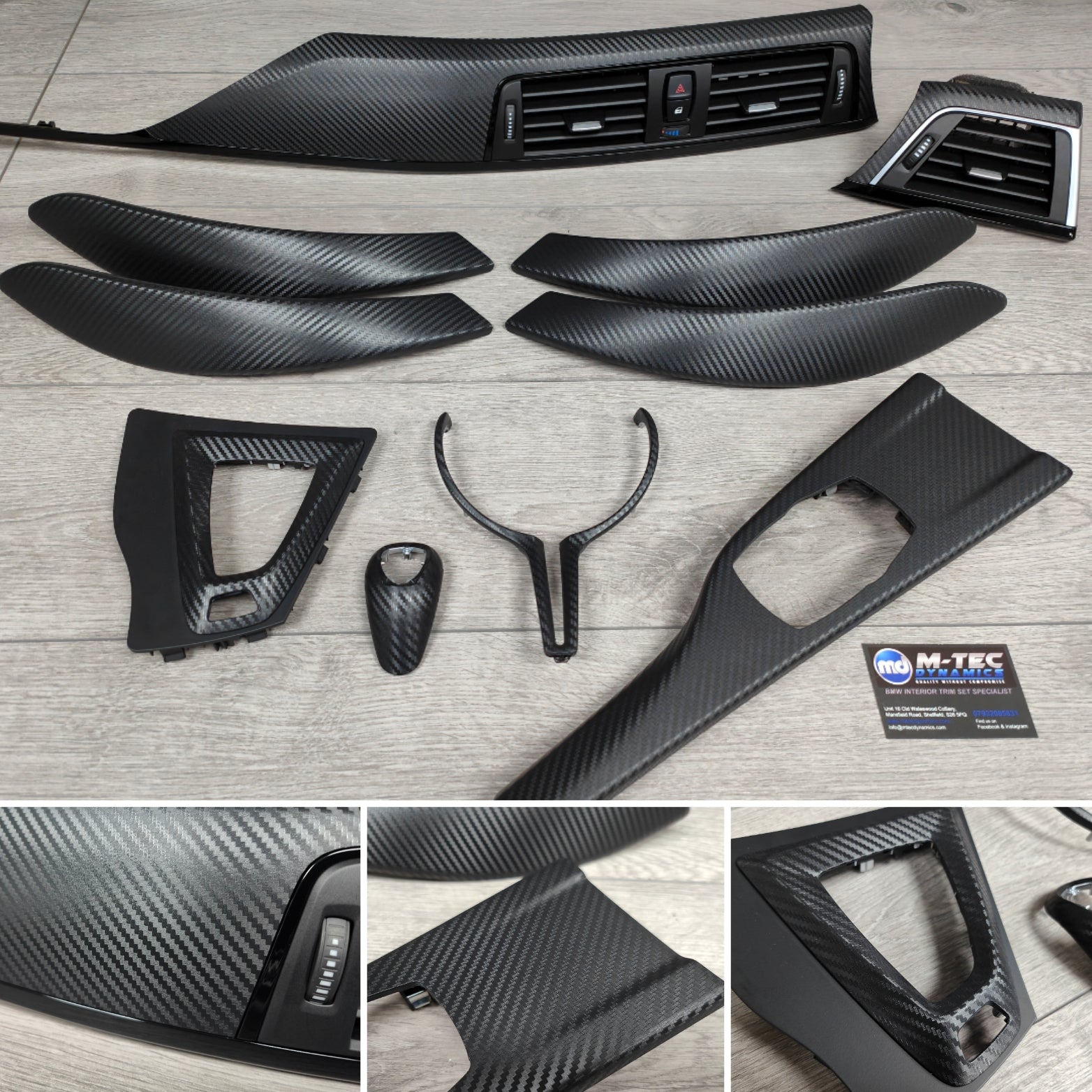 BMW F80 M3 DCT COUPE COMPLETE INTERIOR TRIM SET - 3D CARBON GEAR SHIFTER, GEAR SURROUND & STEERING WHEEL TRIM